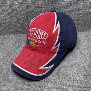 Jeff Gordon Hat Cap Strap Back Mens Red Navy NASCAR Racing 24 DuPont Motorsports